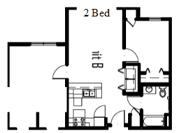 A floor plan of a two bedroom apartment.